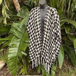 Chicos, houndstooth fringe wrap or  cape